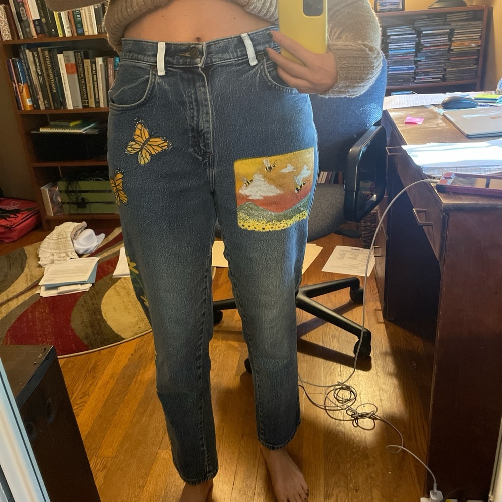 Hand painted riders jeans